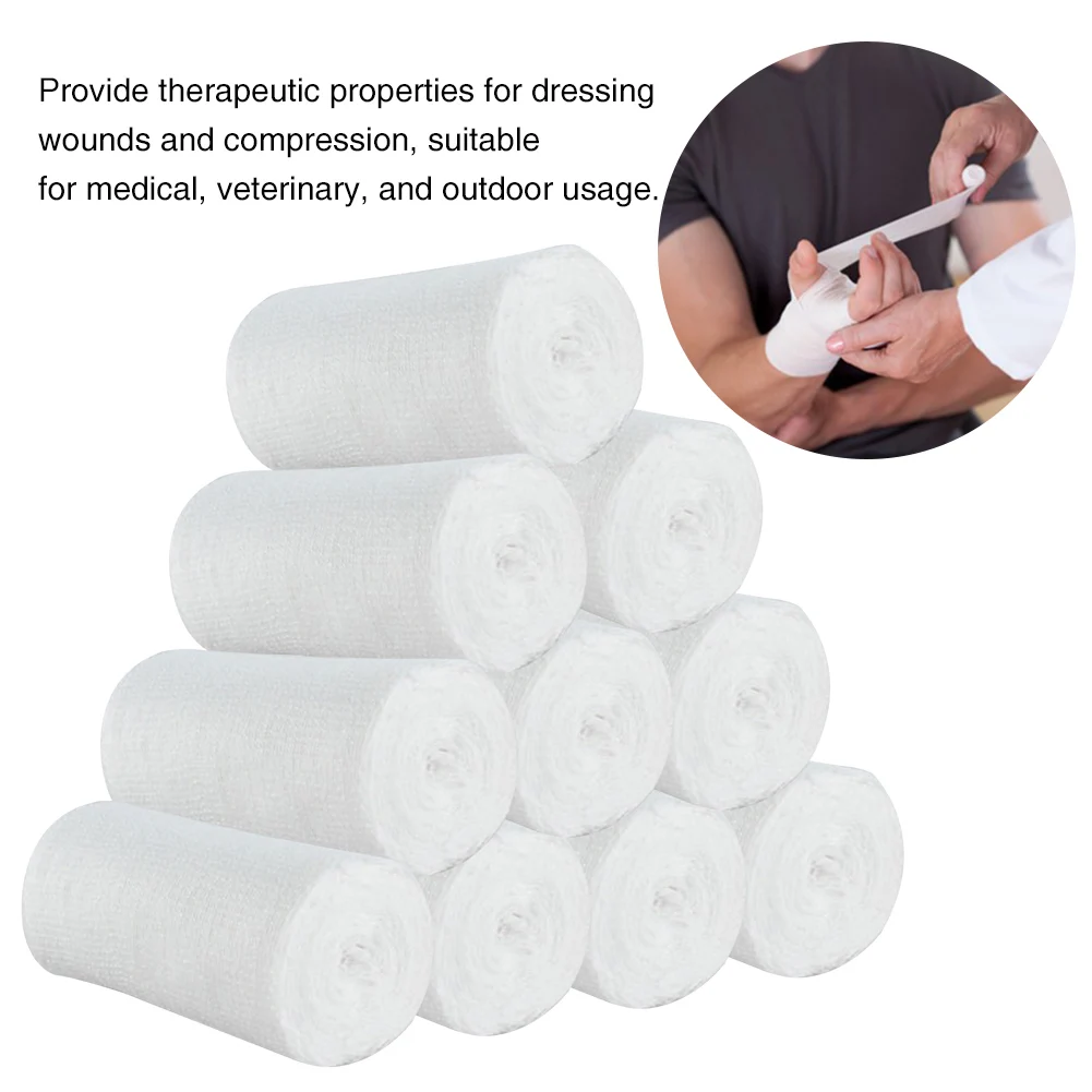 

10pcs/pack Tear Resistant First Aid Health Care Wound Dressing Bandage Roll Nursing Emergency Accessory Medical Gauze Fixation