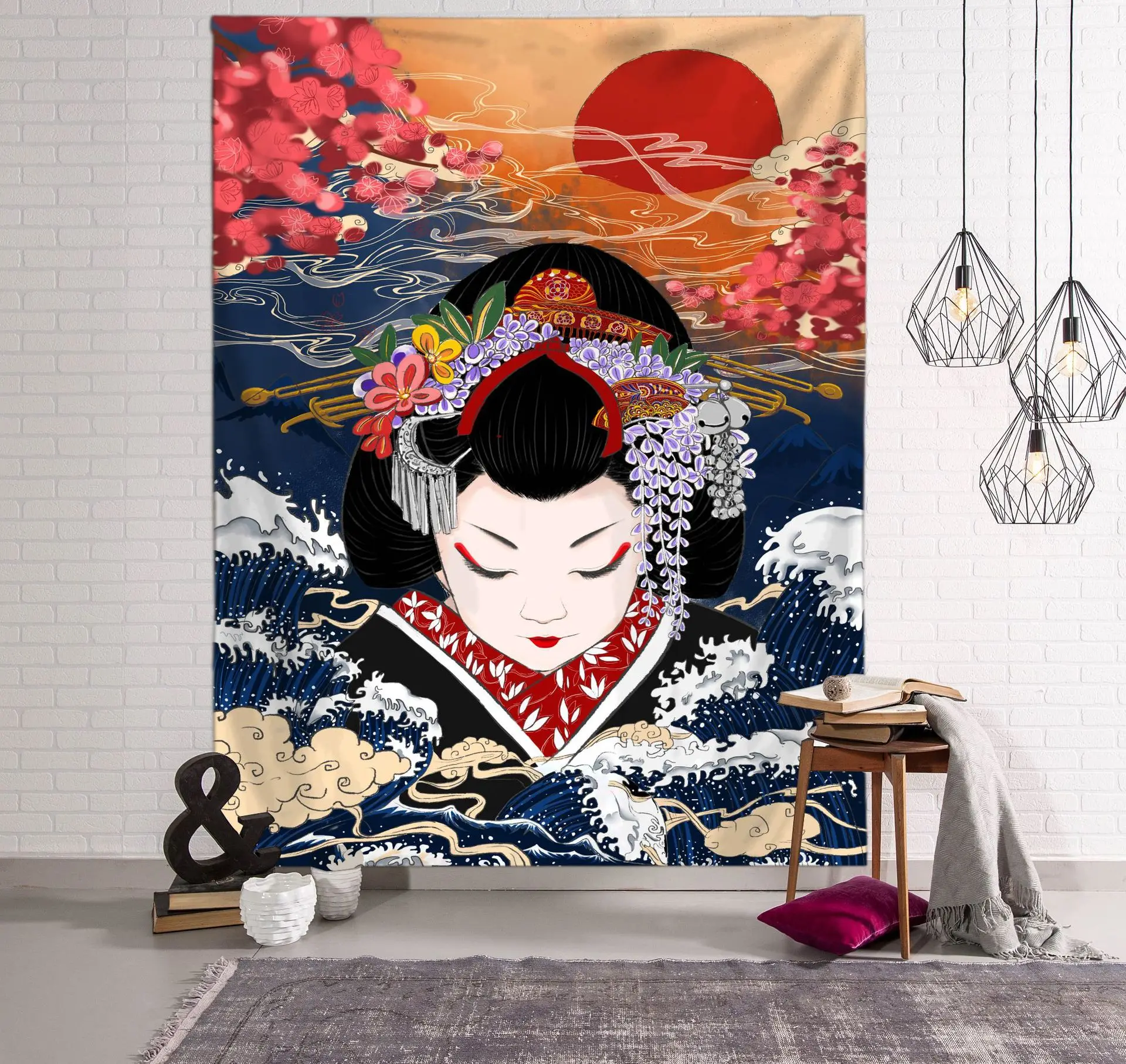 

Japanese Ukiyo-e Tapestry Teen Indie Kawaii Room Decor Anime Macrame Wall Hanging Children Bedroom Wall Decoration Tapestry