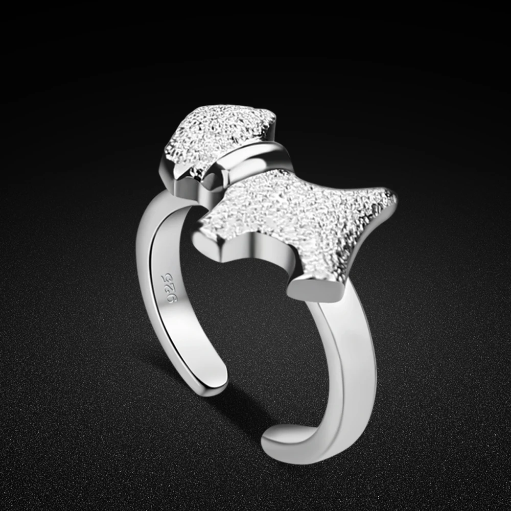 

Fashionable Cute Animal Dog Ring Solid 925 Sterling Silver Wide Adjustable Size Ring for Women Charming Girl Jewelry