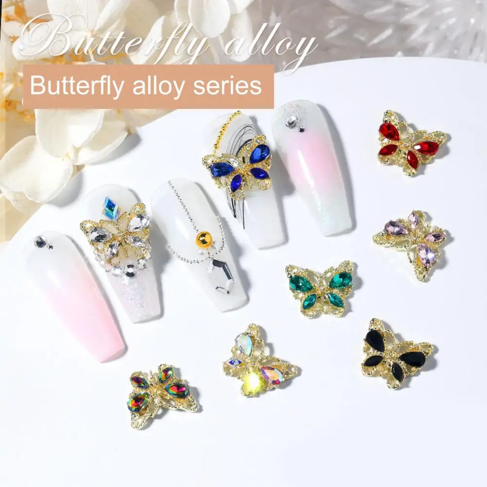 

10Pcs 3D Metal Zircon Nail Art Jewelry Shining Luxurious Butterfly Nail Charms Nail Decorations Manicure Accessories 네일파츠