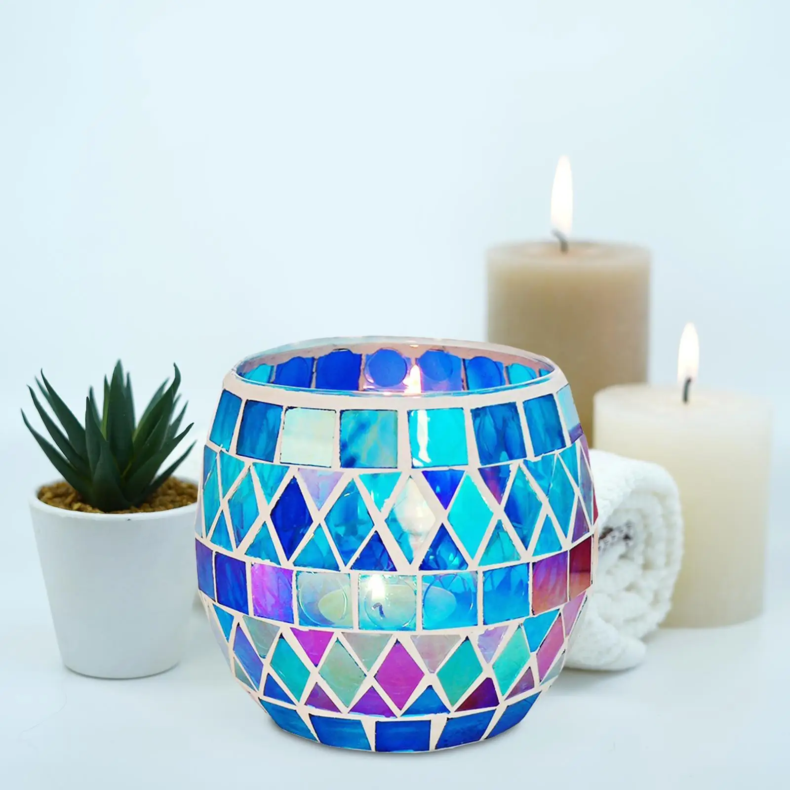 

Scented Candle Holder Mosaic Artwork Collection Glass Bowl Votive Holders for