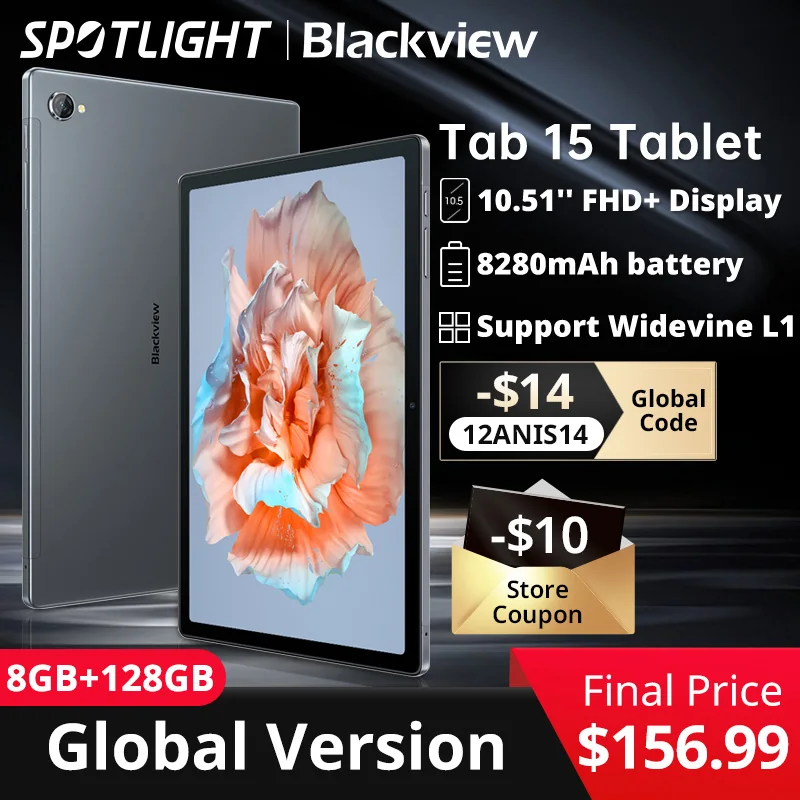  【World Premiere】Blackview Tab 15 Tablet Pad Octa core Unisoc T610 8GB+128GB 8280mAh 10.51'' FHD+ Display Android 12 13MP Camera 