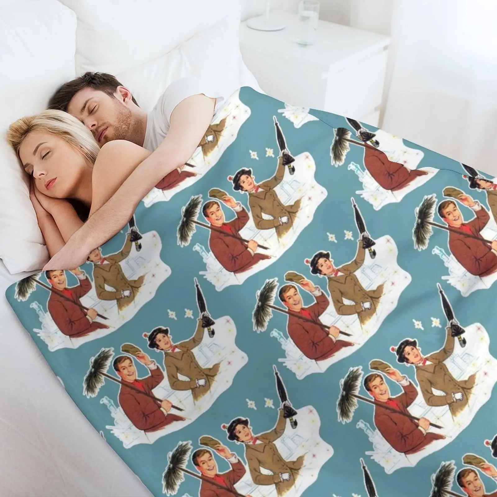 Плед Мэри Поппинс и Берт диваны теплые одеяла