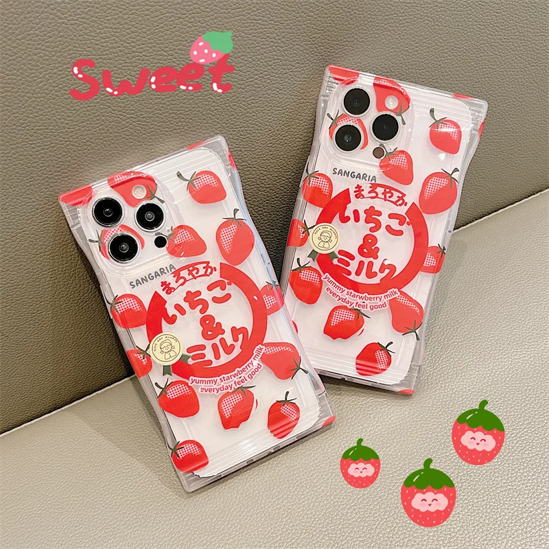 

Creative Strawberry Milk Phone Case Cover for IPhone 14 Plus 11 12 13 14 Pro Shockproof Cases for IPhone 14 Pro Max Case for 14