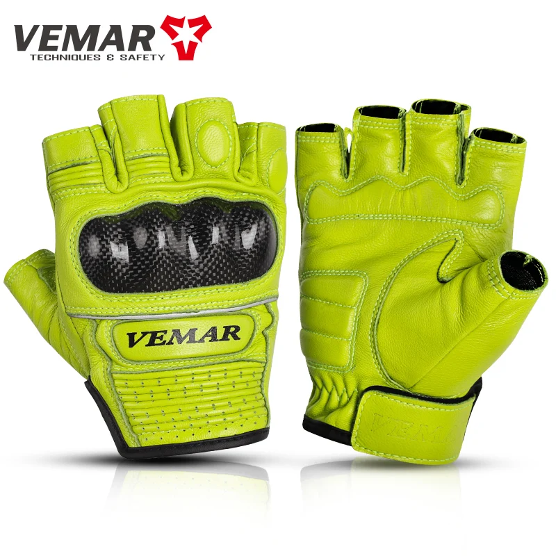 

Half Finger Vemar VE-206 Summer Fingerless Motorcycle Gloves Leather Cycling Glove Vintage Luvas Motocross Men Women