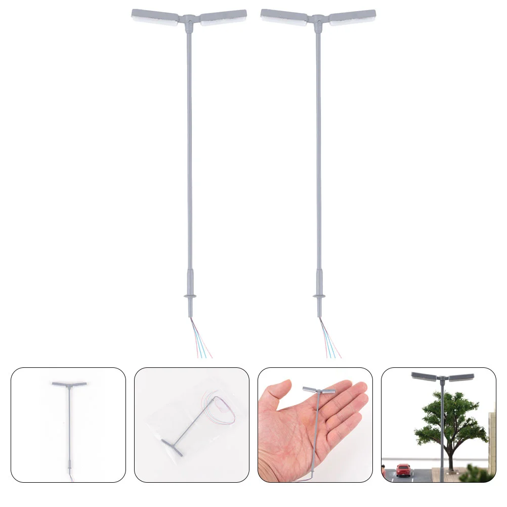 

2 Pcs Glow Accessories Model Street Light Miniature Lamp House Decor Garden Dolly Child