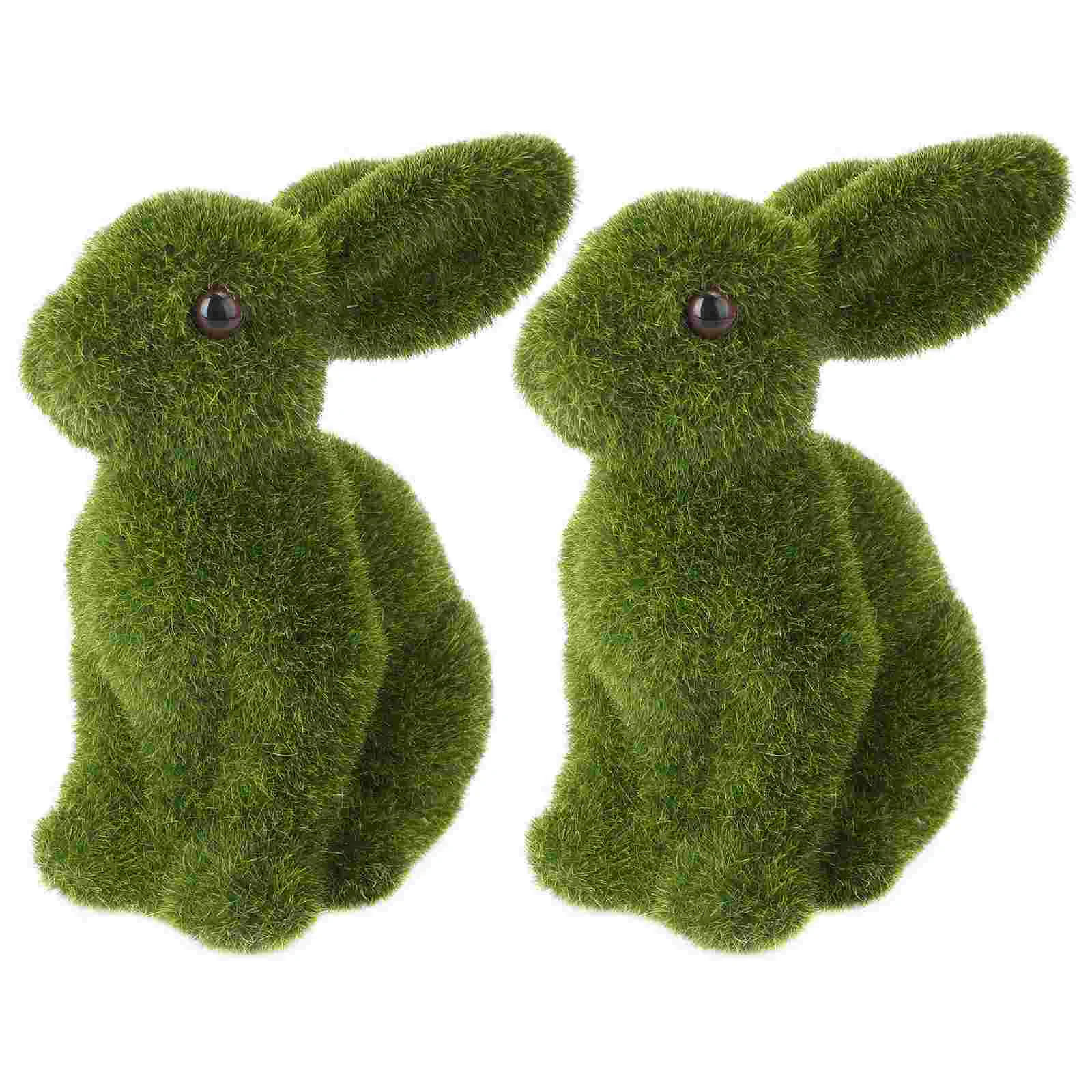 

Rabbit Bunny Easter Decor Flocked Green Flocking Figurine Animal Decoration Figurines Decorations Statue Model Simulation