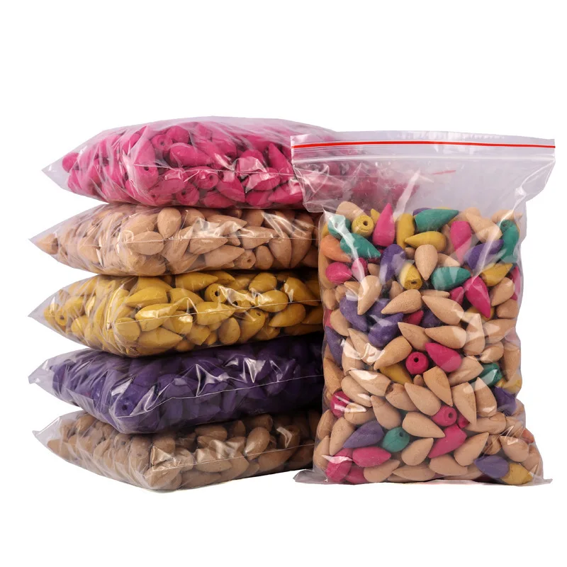

60pcs/bag Household Natural Reflux Tower Incense Tea Smoke Backflow Incense Cones Fragrant Reflux Aromatherapy Cones