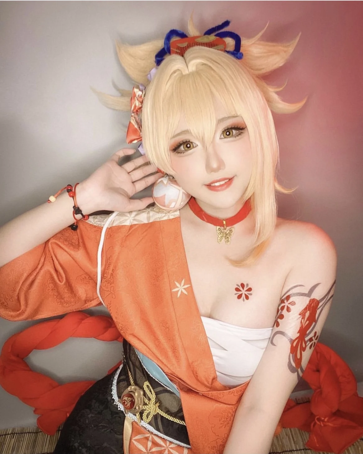 Аниме игра геншин имитация кожи головы Yoimiya косплей парик обувь полный комплект