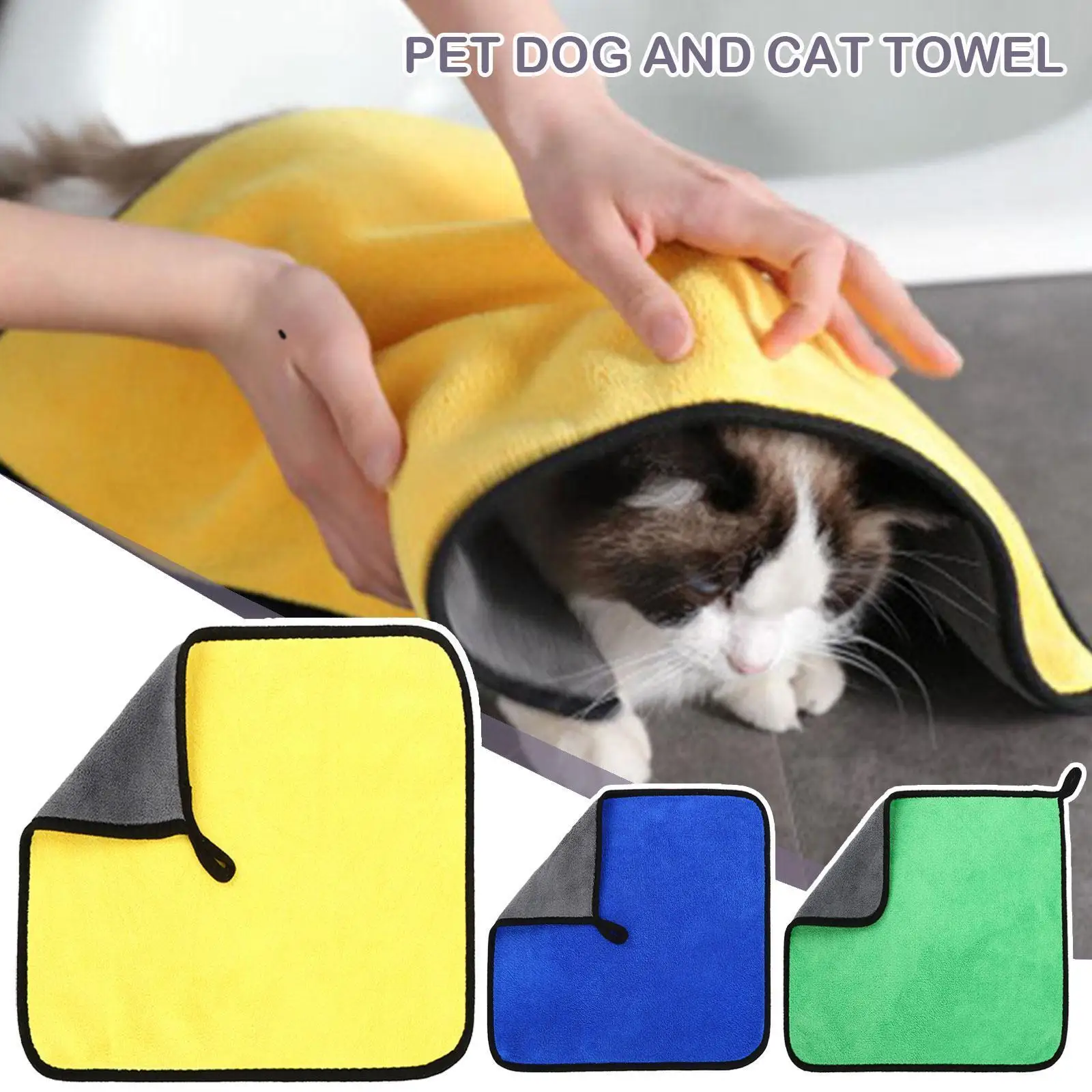

Quick-drying Pet Dog and Cat Towels Soft Fiber Towels Bath Towel Shop Pet Towel Supplies Cleaning Water-absorbent Pet Conve X9Z5