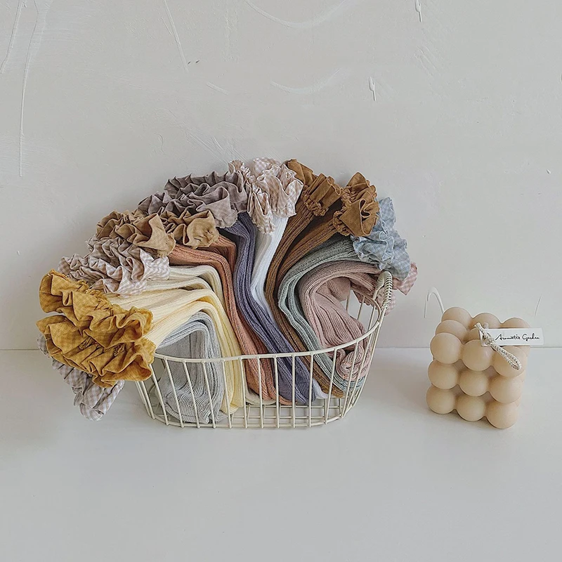 Детские носки ярких цветов с кружевом хлопковые принцессы для девочек мягкие