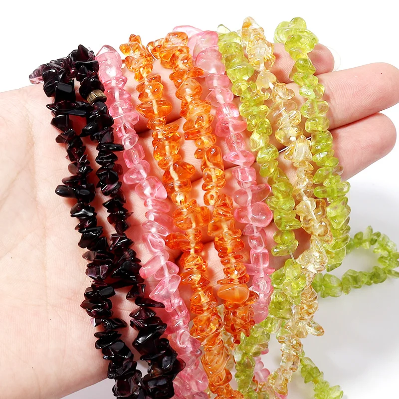 

Natural Glass Crushed Stone Beads 5-8mm Irregular Gravel Glass Beads For Jewelry Making Diy Bracelet Approx 260pcs