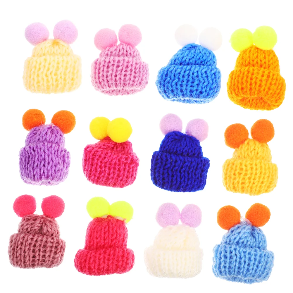 

60pcs DIY Mini Knitting Hats Decorative Knitted Hats DIY Craft Hat Ornaments Mini House Decors