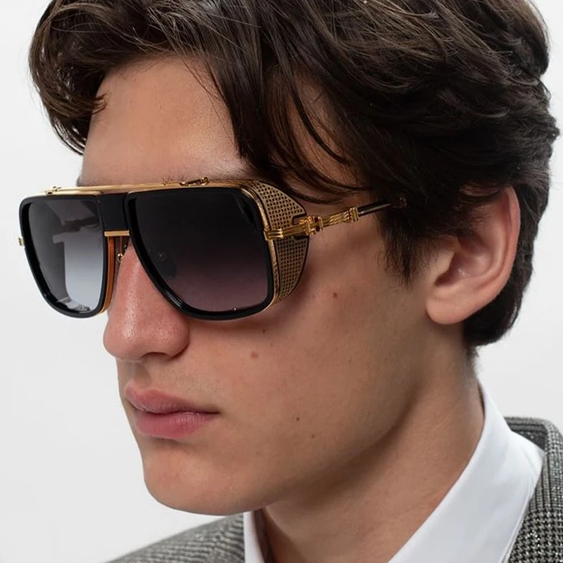 

Очки солнцезащитные для мужчин и женщин UV-400, винтажные брендовые дизайнерские квадратные солнечные очки в толстой оправе, в стиле хип-хоп, д...