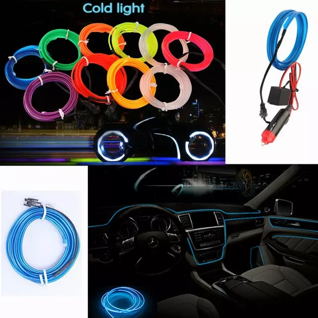 

Car Interior Led Decorative Lamp EL Wiring Neon Strip For Auto DIY Flexible Ambient Light USB Party Atmosphere Diode