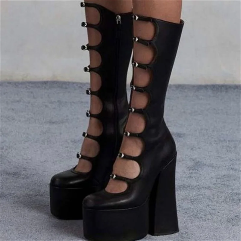Platform High Heel Womens Boots 2022 Winter Luxury Sexy Nightclub Stage Runway Women Shoes Elegant Punk Women Knee High Boots