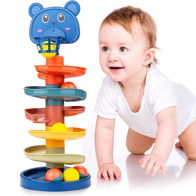 Baby Ball Tower Toys Rolling Ball Pile Tower Rotating Track Ball Tower Early Education Educational Toys Children Stacking Gift