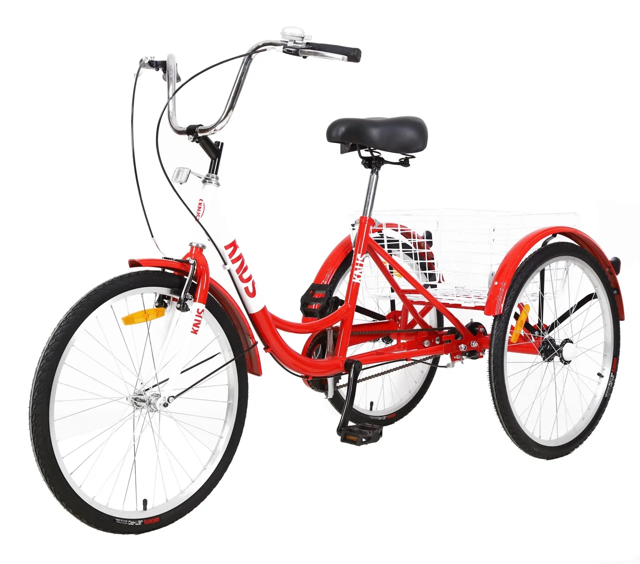 

Adult Tricycle Bike,24-Inch Three Wheels bicycle,7-speed Shimano With Large Basket Beach Cruiser for Outdoor Travel