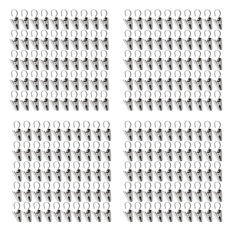 

200 PCS Stainless Steel Curtain Clips With Hook For Curtain Photos Home Decoration Outdoor Party Wire Holder