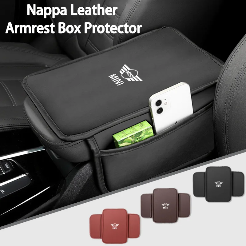 

Leather Center Console Covers Car Armrest Mat For MINI Cooper JCW WORKS R55 R56 F55 F56 R57 R58 R59 R60 R50 Clubman Countryman