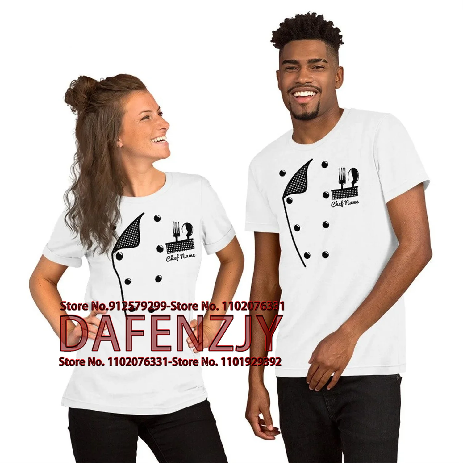 

Couple Fashion Custom Your Name Chef T Shirt Cotton Printed Short Sleeve Harajuku Tshirt Customized Top