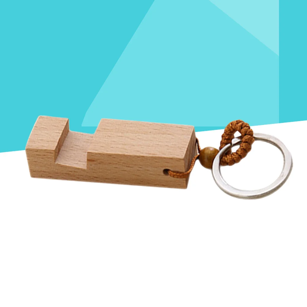 

Creative Mobile Phone Stand Keychain Universal Desktop Phone Bracket Keyring Wooden Phone Stand Portable Holder