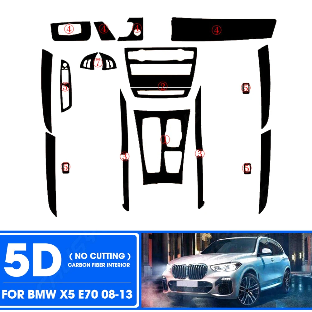 

Для BMW X5 E70 2008-2013 наклейка для внутренней крышки из углеродного волокна 3D правый руль аксессуары для украшения автомобиля 1 комплект