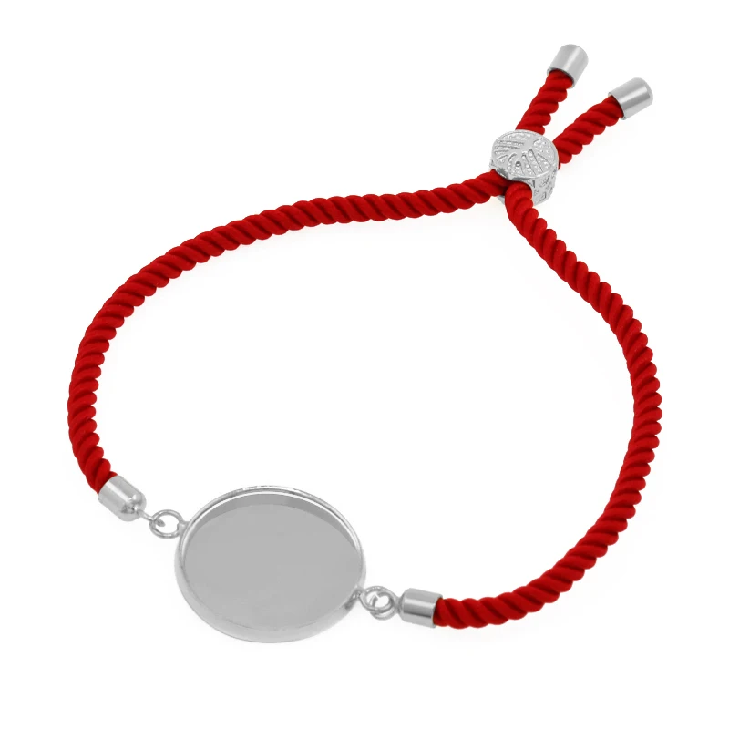 Copper Bottom Blank Base Red Rope Braided Rope Adjustable Connection Cabochon Bracelet DIY Jewelry Making Accessories Wholesale