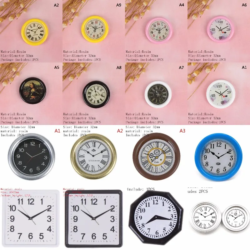

1:12 Scale Resin Dollhouse Miniature Wall Clock Play Doll House Miniaturas Home Decor Accessories Toy Pretend Play Furniture Toy