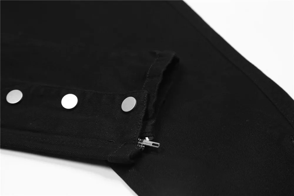 Solid Color Y2k Trousers Slit Jeans Men's Ins High Street Trendy Brand Slim Feet Casual Tights Skinny Denim Pants Free Shipping