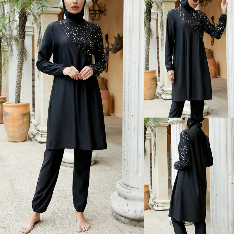 Мусульманский женский купальник Burkini длинный рукав пляжный отдельный одно плечо