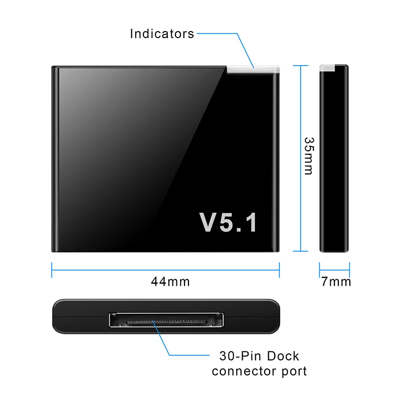 VAORLO I-WAVE 30 Pin Bluetooth 5 1 аудио приемник A2DP Музыка Мини беспроводной адаптер для iPhone iPod