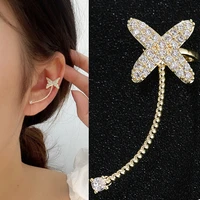 new cute little dragonfly clip earrings fashion yellow color cubic zircon clip earrings for women travel wedding jewelry gifts