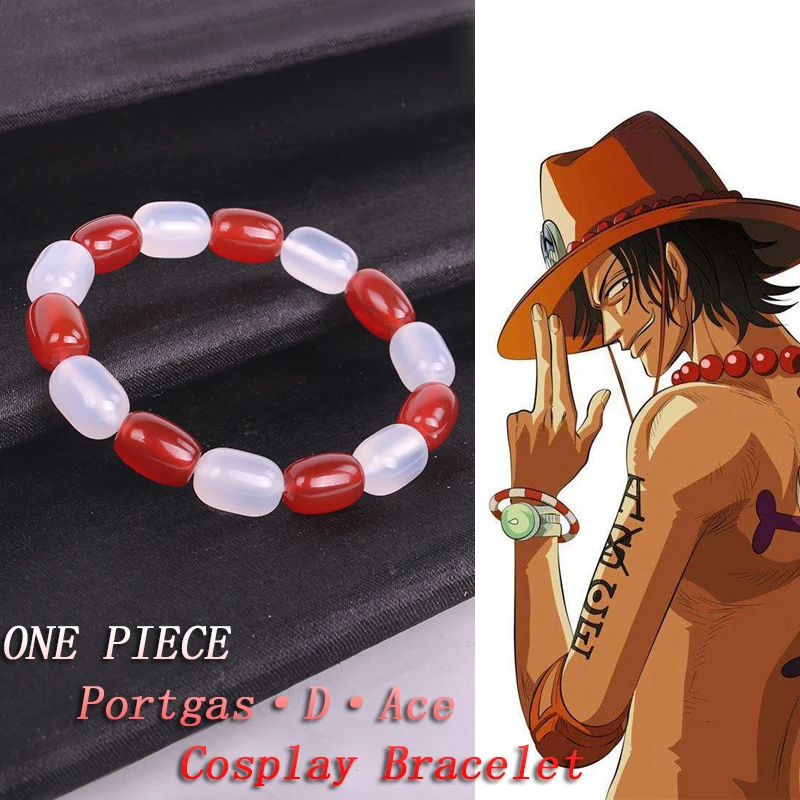 

Japan Anime Portgas D Ace Luffy Bracelet Red Beads Agate Cosplay Prop Jewelry Decor Jewellery for Girl Hot Gifts