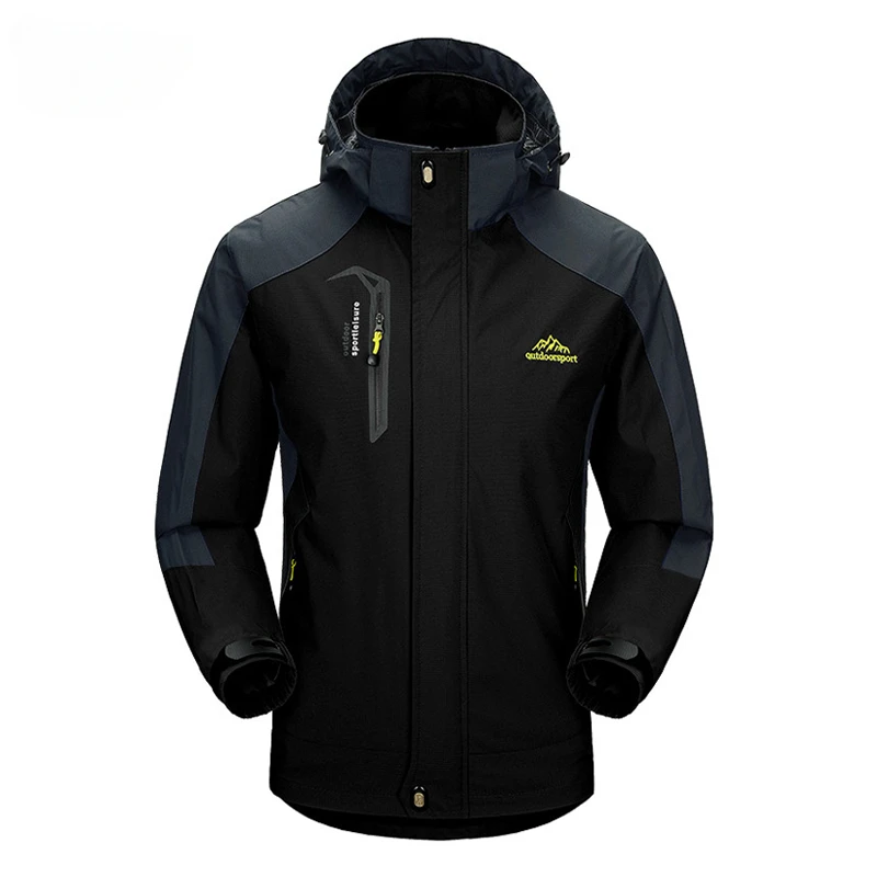 

Camping Hiking Jacket Men Autumn Outdoor Sports Coats Climbing Trekking Windbreaker Travel Waterproof Jackets Black