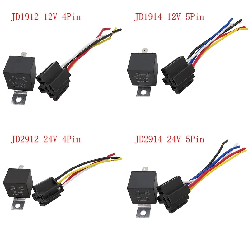 1 шт. JD1912 JD1914 JD2912 JD2914 автомобильное реле 12 В 24 в 40 А 4P 5-контактное