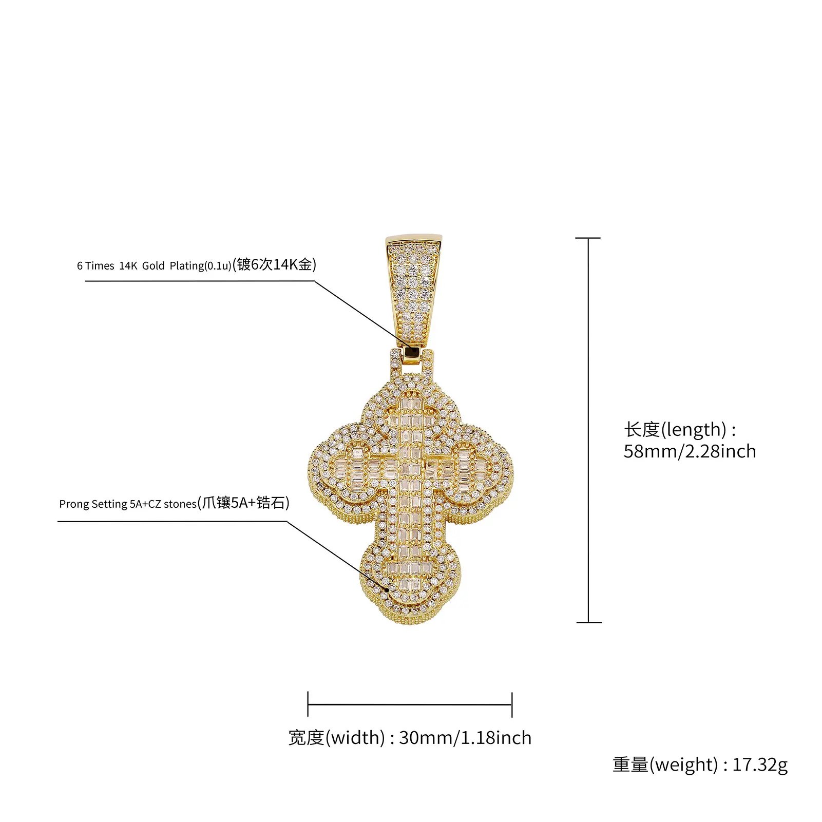 JINAO 2024 новинка хип-хоп кубический циркон со льдом однотонная задняя часть круглый