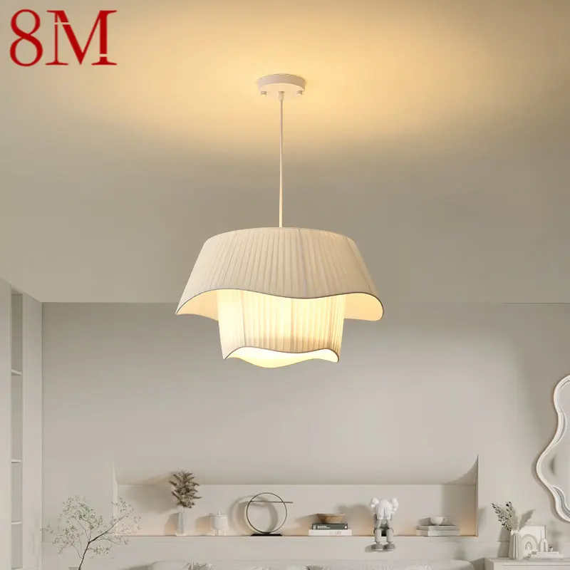 

8M Nordic Pendant Light LED Modern Creativity Pleats White Hanging Lamp For Home Dining Room Bedroom Romantic Decor