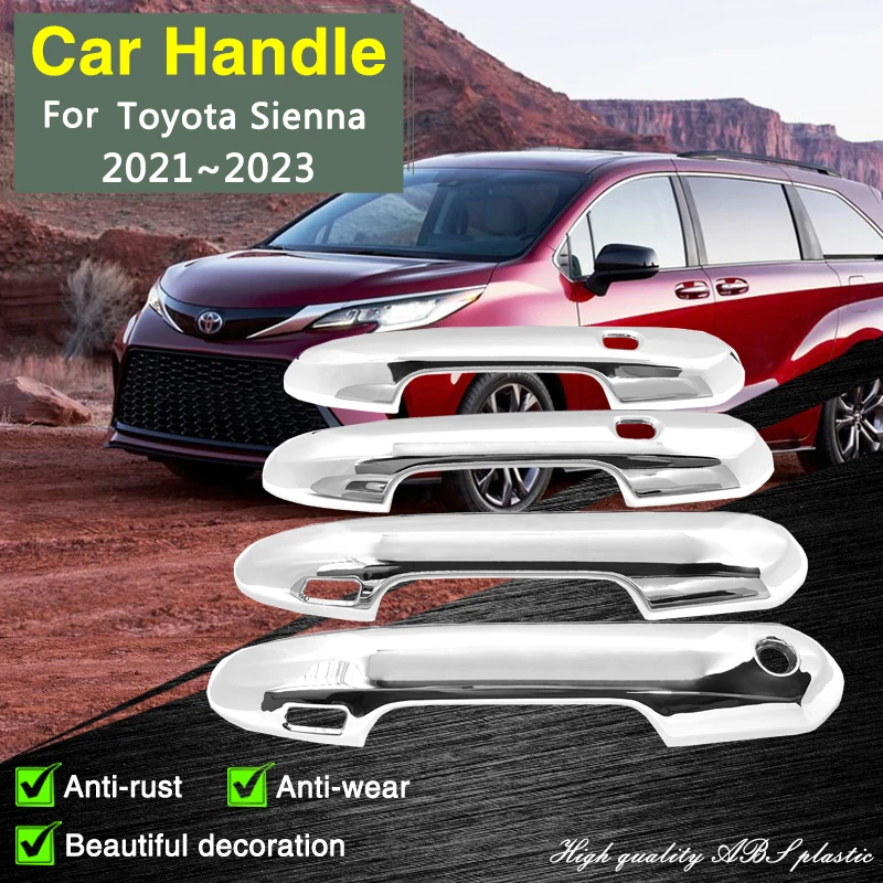 

for Toyota Sienna 4 MK4 XL40 2021 2022 2023 Granvia Chrome Smart Door Handle Cover Car Exterior Accessories Protective Stickers