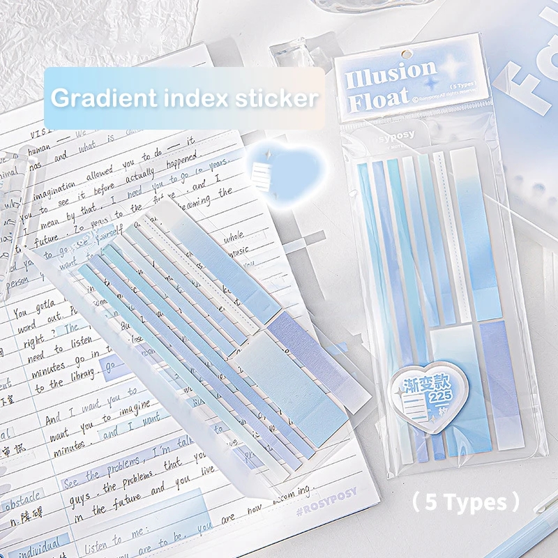 

225pieces Colorful Sticky Note Transparent Visible Gradient Color Sticky Note Lovely Stationery Memo Pad School Student Supplies