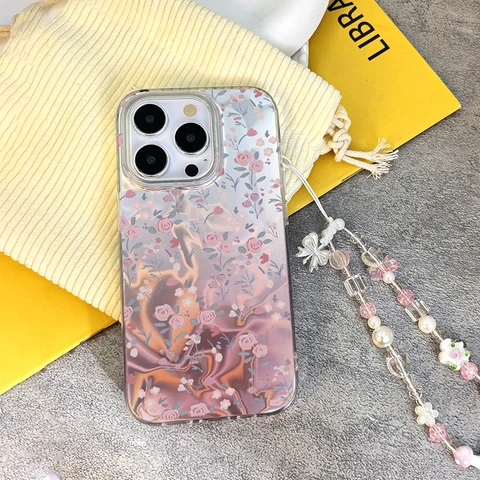 Чехол с бантом и цветком розы для OPPO A40 A3 A3X A60 A80 A53S A33 A16 A93 A74 A54S A54 A17 A96 A58 A78 A57 A77 A38 A18 A79 Чехол-цепочка