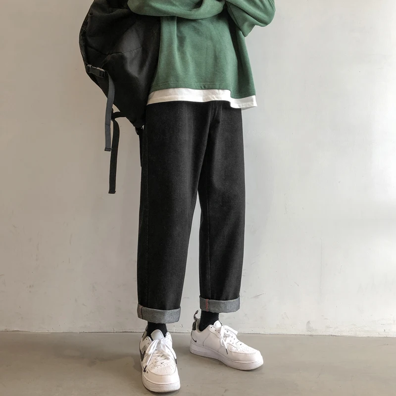 Grey Blue Black Jeans Men Fashion Retro Straight Jeans Men Streetwear Hip Hop Loose Biker Denim Pants Mens Trousers S-3XL