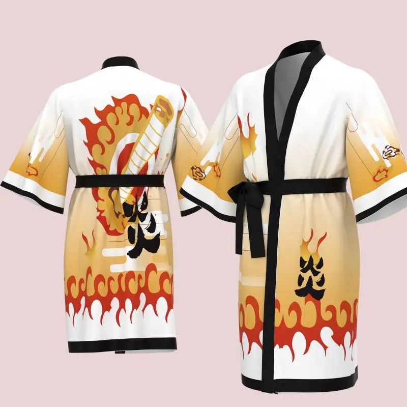 

2022 Hot New Japan Anime Demon Slayer Pajamas Kamado Tanjirou Nezuko Halloween Cosplay Costume Bathrobe Cloak Kimono Gift