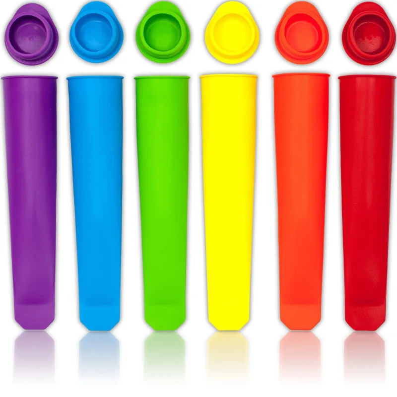 

6PCS 2023New Silicone Popsicle Mold Ice Cream Ice Cream Box Mold Cylindrical Long Strip Popsicle Mold Popsicle Bar Ice Lattice