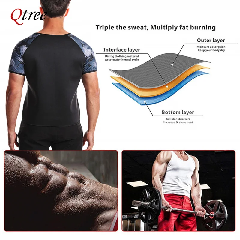 Sauna Suit for Men Hot Sweat Neoprene Body Shaper Sweat Shirt Workout Tummy Trimmer Fat Burn Corset Waist Trainer Zipper Tops