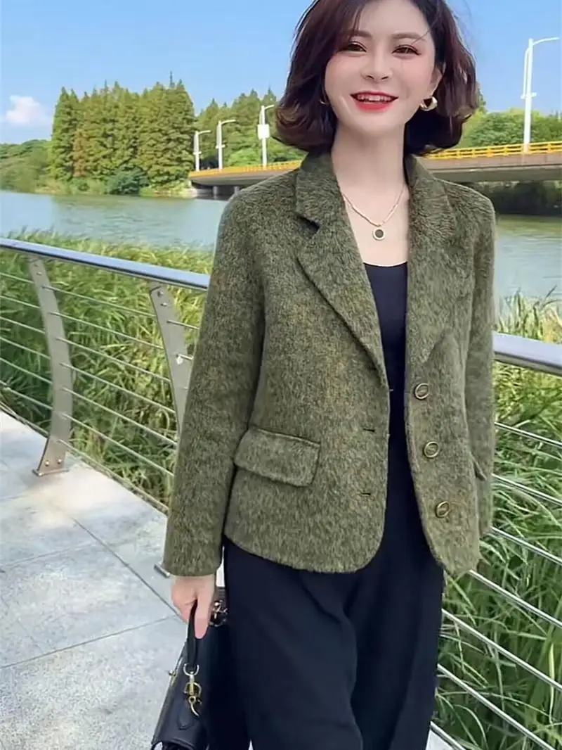 Tiktok Net Red Temperament Модный белый 2024 Осень и зима Новый западный Sle Женский зеленый