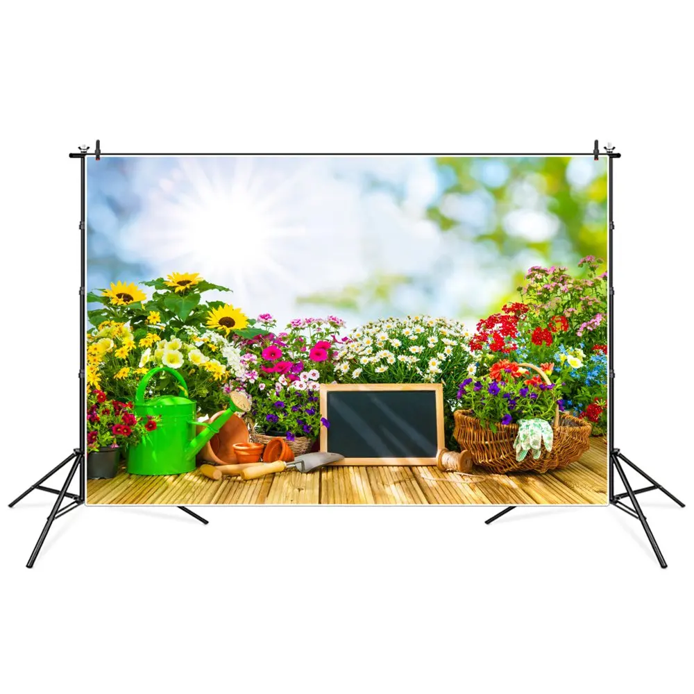 

Flowers Wooden Board Floor Photography Backgrounds Spring Floral Garden Blossom Planting Backdrop Photographic Portrait Props