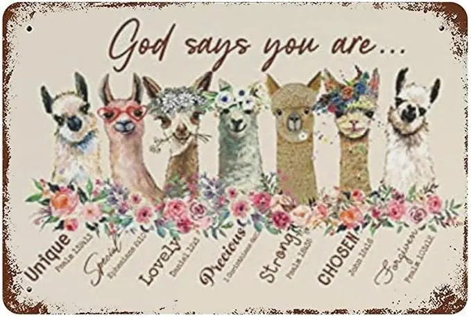 

Llama Flower Metal Tin Sign God Says You are Special Poster Gift for Animals Lovers Retro Metal Tin Sign Vintage