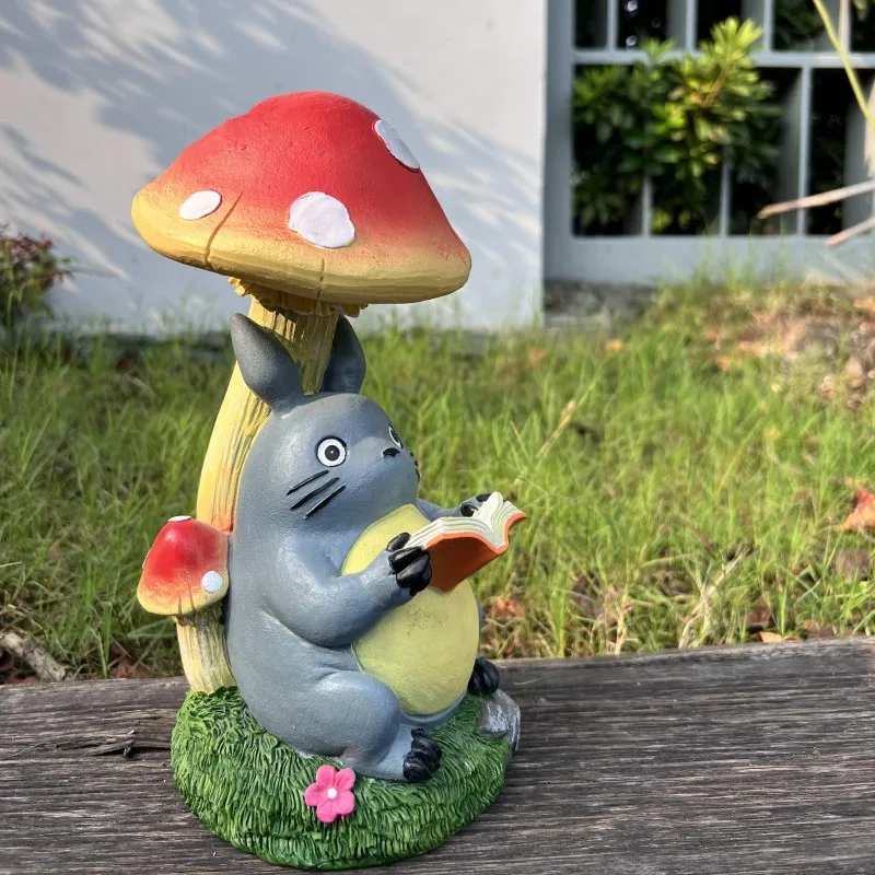 

Полимерный домик-гриб на солнечной энергии, Тоторо, лампа для чтения, внешний двор, микро-ландшафт, аксессуары для украшения сада