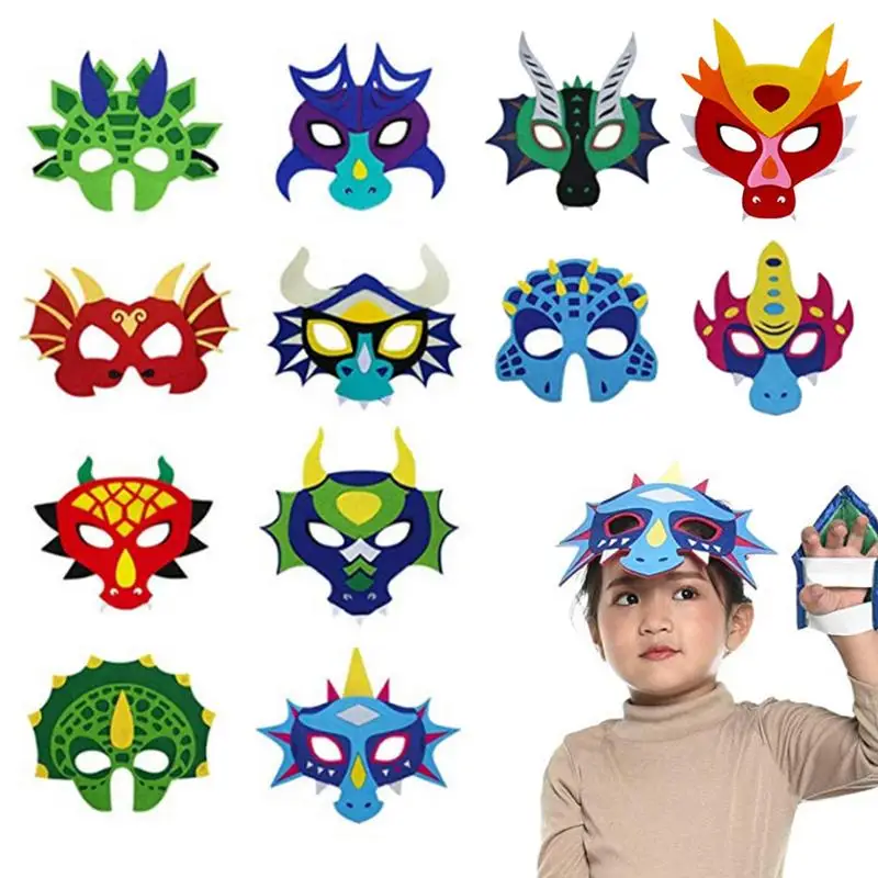 

Dinosaur Party Decorations Masques 12Pcs Felt Dinosaur Face Covers For Kid Dinosaur Party Favors Dino-Dress-Up-Costumes For